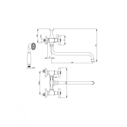Elegancka bateria wannowa Invena ROMA z chromowanym zestawem natryskowym