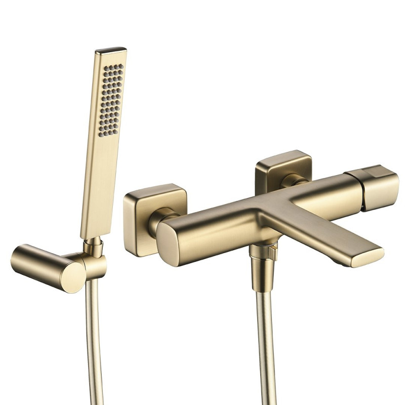 Bateria Tores w Złocie Szampańskim z Zestawem Natryskowym - Elegancja i Funkcjonalność