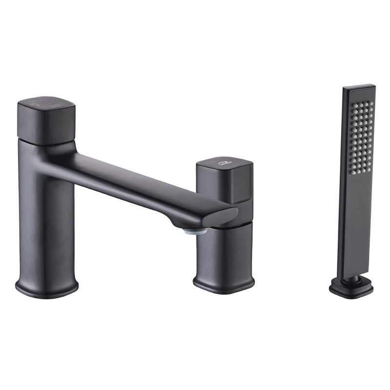 Czarna bateria wannowa LAVEO Tores 3-otworowa z gwarancją 8 lat