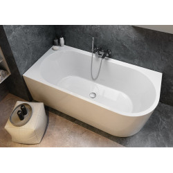 Elegancka wanna wolnostojąca lewostronna Cersanit Crea 170x82 z chromowanym syfonem