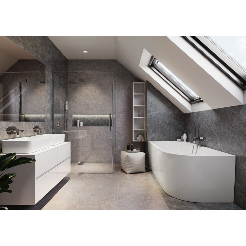 Elegancka wanna wolnostojąca lewostronna Cersanit Crea 170x82 z chromowanym syfonem