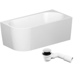 Stylowa wanna narożna Cersanit Crea 170x82 prawa z syfonem chrom, elegancja w bieli