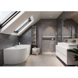 Stylowa wanna narożna Cersanit Crea 170x82 prawa z syfonem chrom, elegancja w bieli