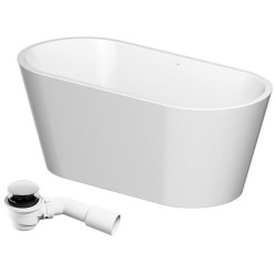 Elegancka wanna wolnostojąca Cersanit Crea 160x75 z chromowanym syfonem – nowoczesny design!