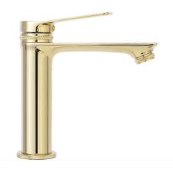 Luksusowa Złota Bateria Umywalkowa VIRAL Niska - Elegancja w Twojej Łazience