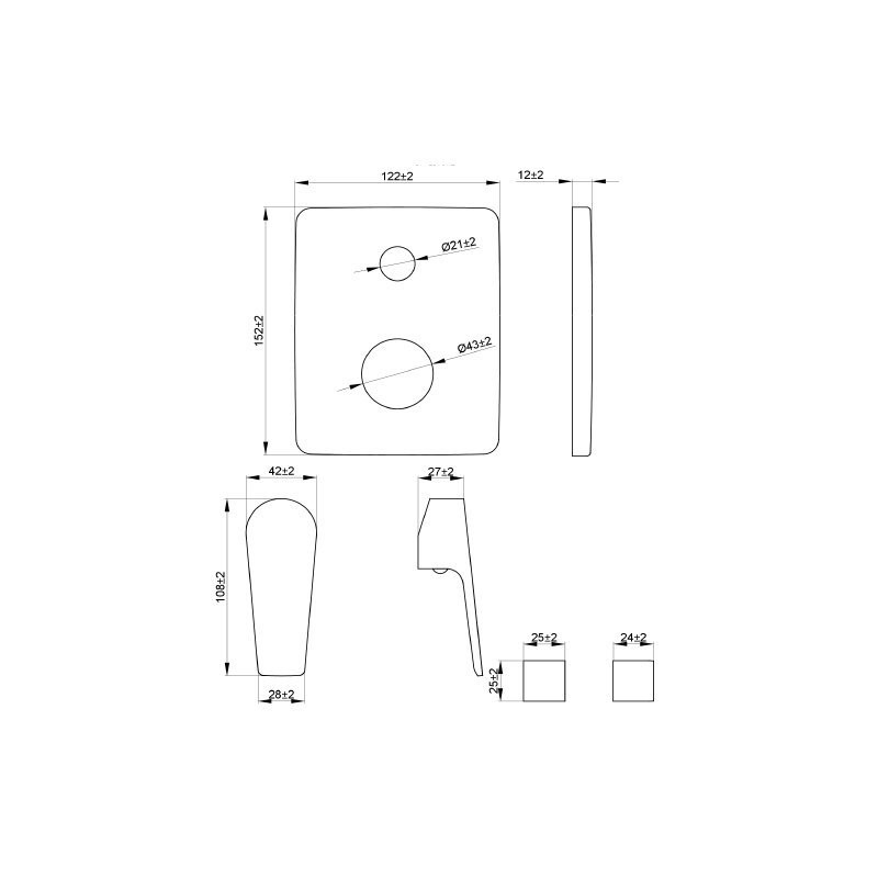 Stylowa Podtynkowa Bateria Natryskowa Dokos 2 w 1 Biało-Chromowana