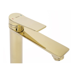 Luksusowa Złota Bateria Umywalkowa VIRAL Niska - Elegancja w Twojej Łazience