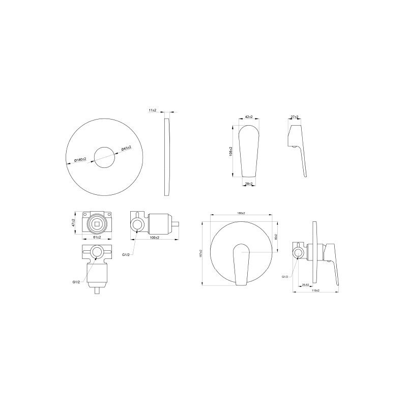 Luksusowa bateria podtynkowa Dokos grafit/chrom — nowoczesny design i funkcjonalność