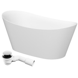 Owalna Wanna Wolnostojąca Cersanit Inverto 170x80, syfon chromowany - Elegancja w Twojej Łazience