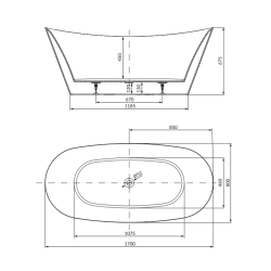 Owalna Wanna Wolnostojąca Cersanit Inverto 170x80, syfon chromowany - Elegancja w Twojej Łazience
