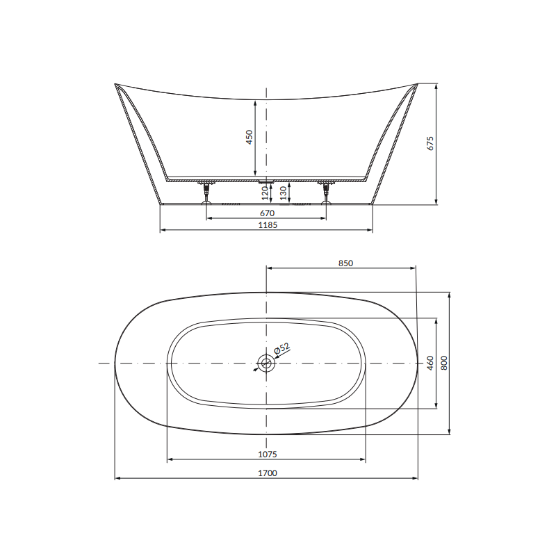 Owalna Wanna Wolnostojąca Cersanit Inverto 170x80, syfon chromowany - Elegancja w Twojej Łazience