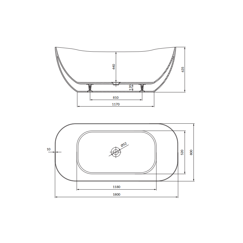 Owalna Wanna Wolnostojąca Cersanit Inverto 180x80 z Syfonem Chrom dla Twojego SPA