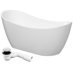 Elegancka wanna owalna Zen 182x71 Cersanit z syfonem chrom - stylowo i funkcjonalnie!