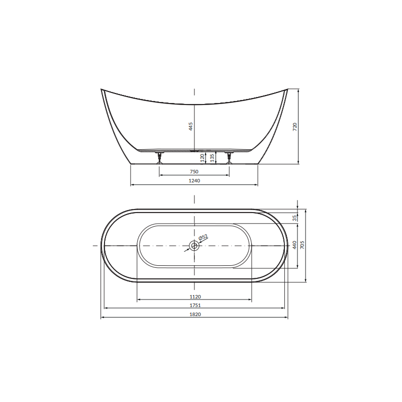 Elegancka wanna owalna Zen 182x71 Cersanit z syfonem chrom - stylowo i funkcjonalnie!
