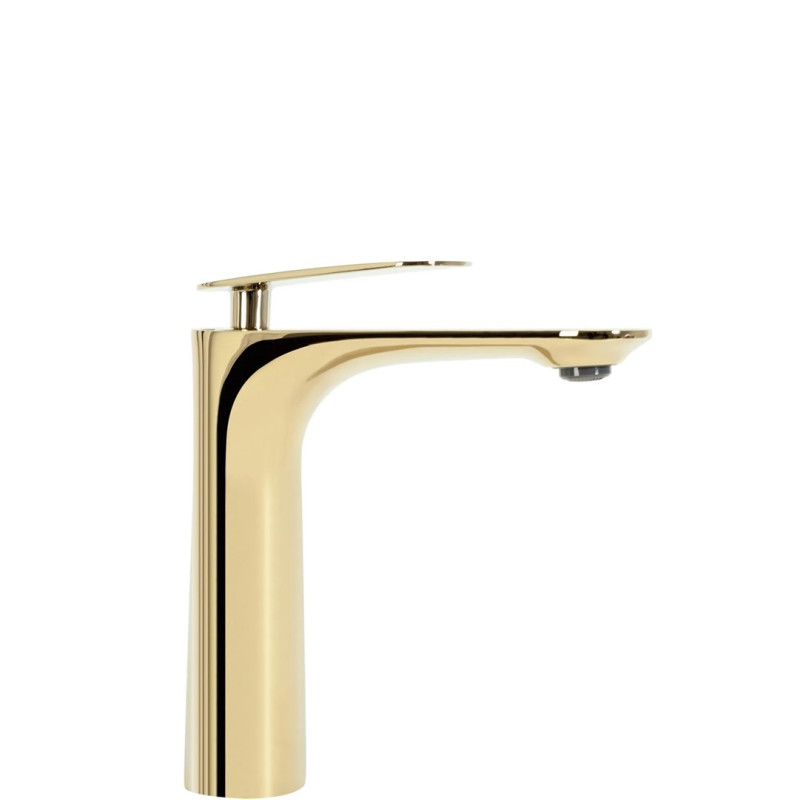 Elegancka Niska Bateria Umywalkowa Berg JS-620901G – Złoty Akcent do Twojej Łazienki