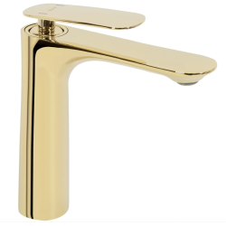 Elegancka Niska Bateria Umywalkowa Berg JS-620901G – Złoty Akcent do Twojej Łazienki