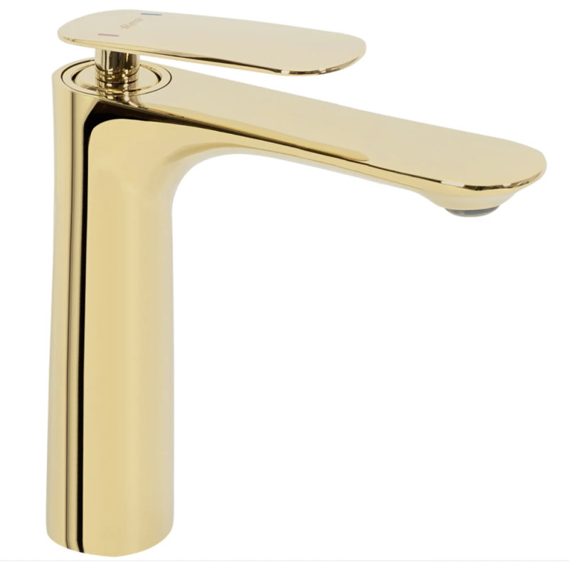 Elegancka Niska Bateria Umywalkowa Berg JS-620901G – Złoty Akcent do Twojej Łazienki