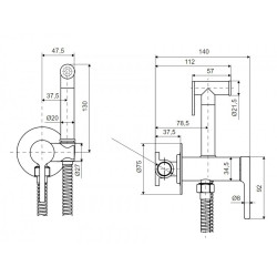 PI bateria bidetowa bidetta ze słuchawką prysznicową, miedziany szczotkowany