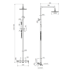PI zestaw prysznicowy ścienny z deszczownicą 25 cm, złoty szczotkowany