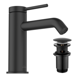 Elegancka Bateria Umywalkowa Invena Kalitea Czarna z Systemem Klik-Klak