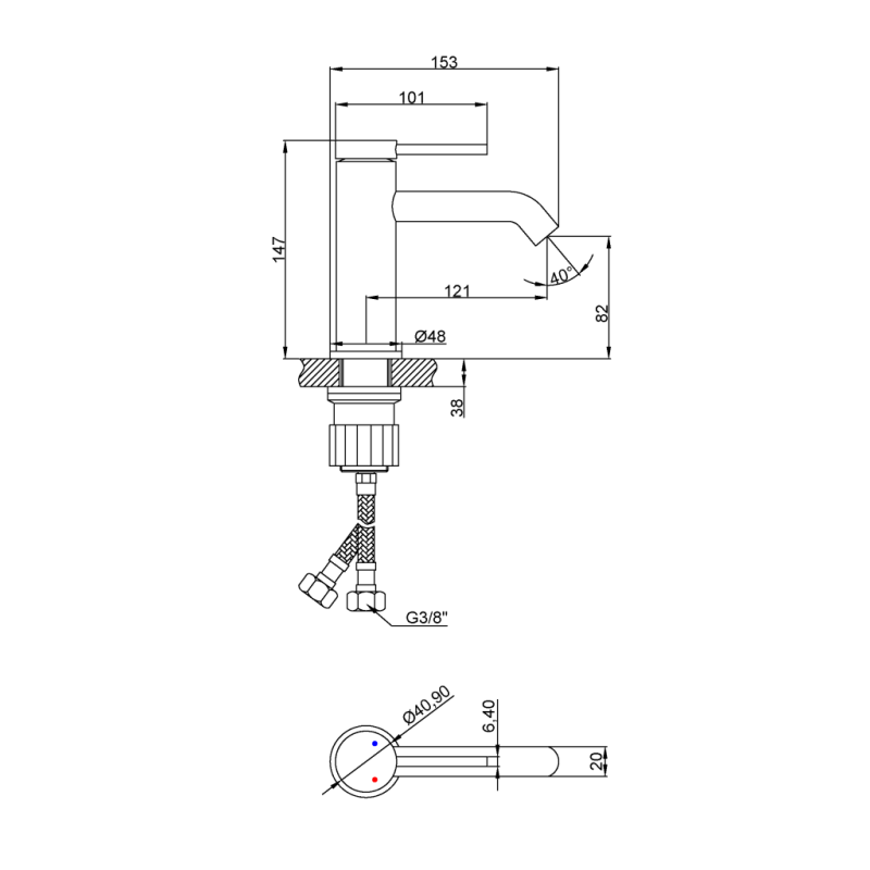 Elegancka Bateria Umywalkowa Invena Kalitea Czarna z Systemem Klik-Klak