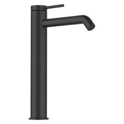 Wysoka bateria Invena Kalitea do umywalki, elegancka czerń, designerska forma