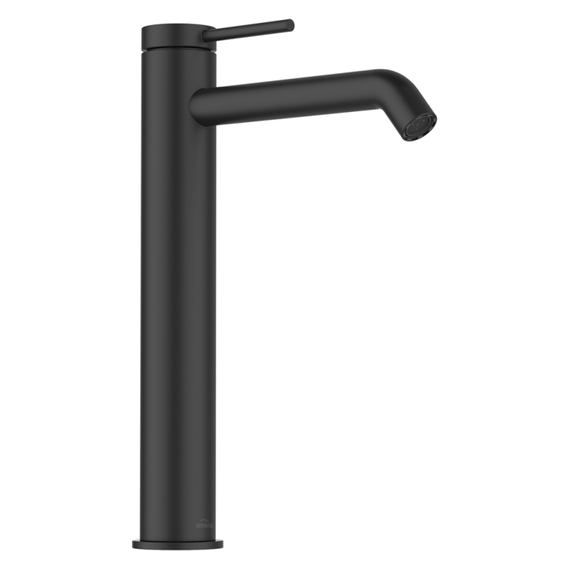 Wysoka bateria Invena Kalitea do umywalki, elegancka czerń, designerska forma