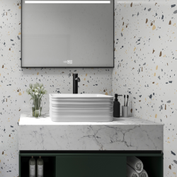 Wysoka bateria Invena Kalitea do umywalki, elegancka czerń, designerska forma