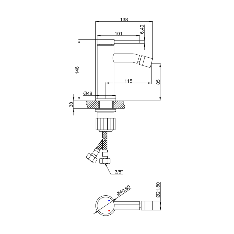 Ekskluzywna bateria bidetowa Invena Kalitea z klik-klakiem, czarna elegancja łazienki