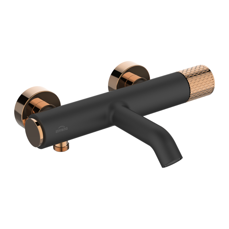 Elegancka Bateria Wannowa Invena Moonlight Czarna z Akcentami Rose Gold