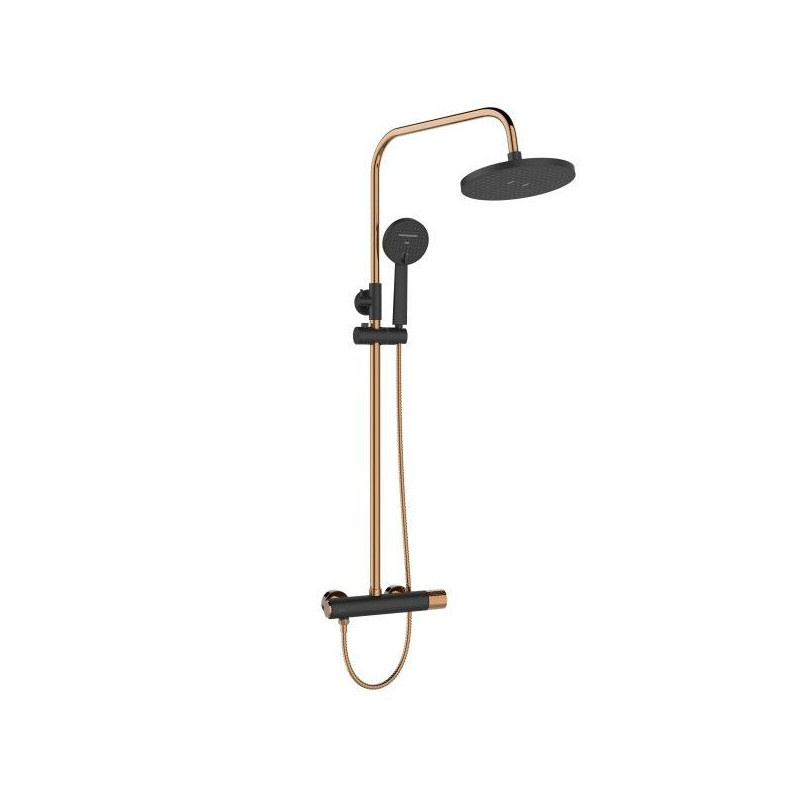 Luksusowy Deszczownia Invena Moonlight, czarna z różowym złotem - Wzbogać Swój Prysznic!