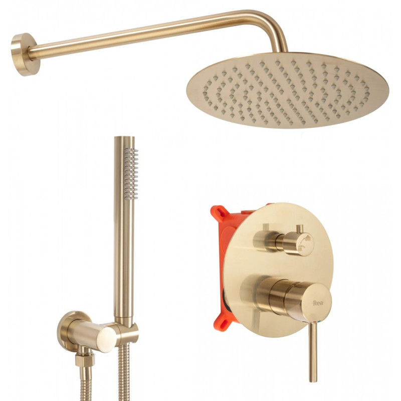 Elegancki Złoty Zestaw Prysznicowy Lungo z Boxem, REA-P4160