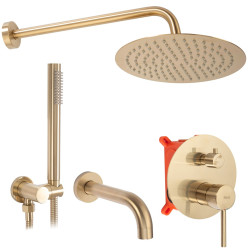 Złoty Lungo: Elegancki Zestaw Natryskowo-Wannowy z Wylewką Rea