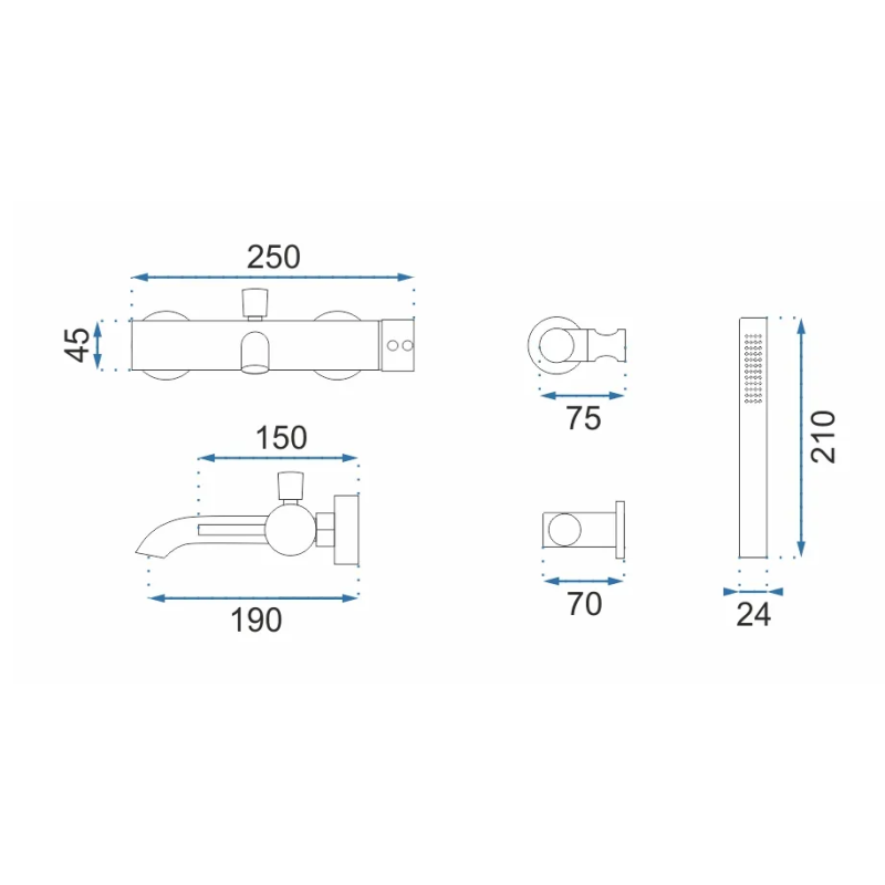 Złota Bateria Wannowa Lungo - Elegancja z Funkcjonalnością