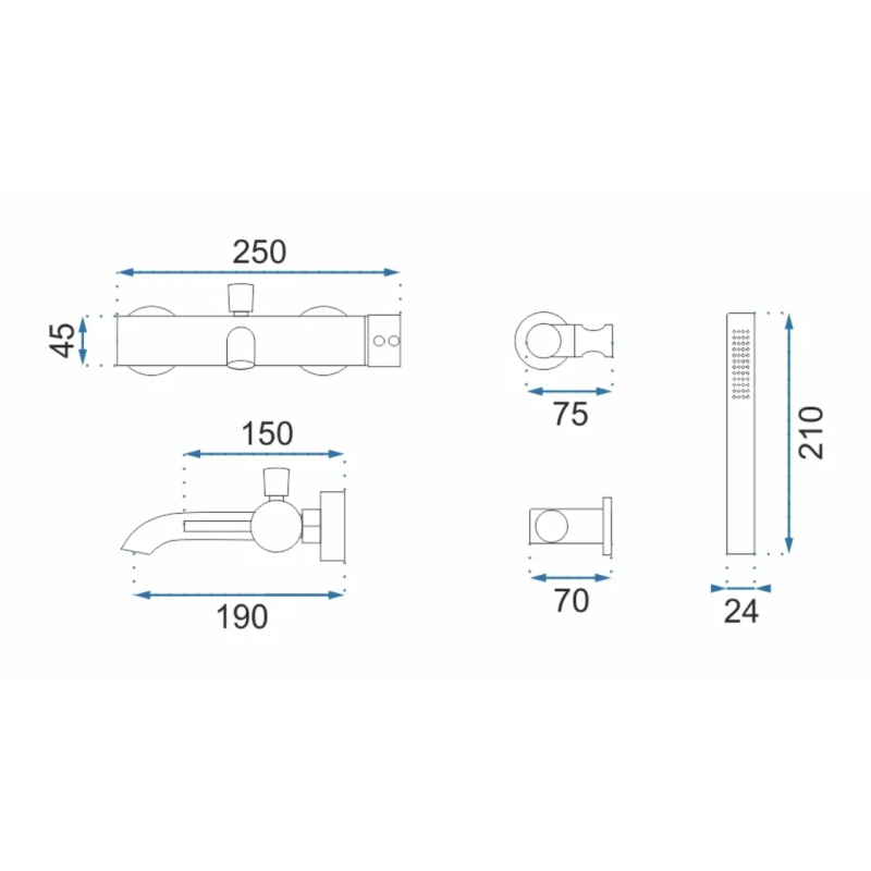 Złota Bateria Wannowa Lungo - Elegancja z Funkcjonalnością