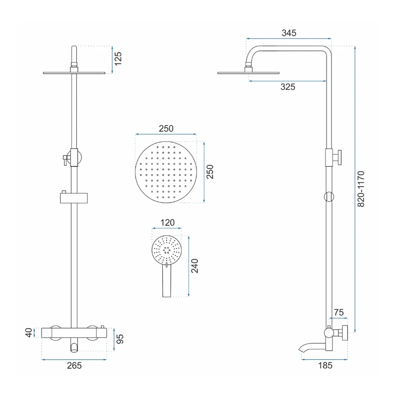 Ekskluzywny Zestaw Lungo: Złoty Termostat do Wanny i Prysznica