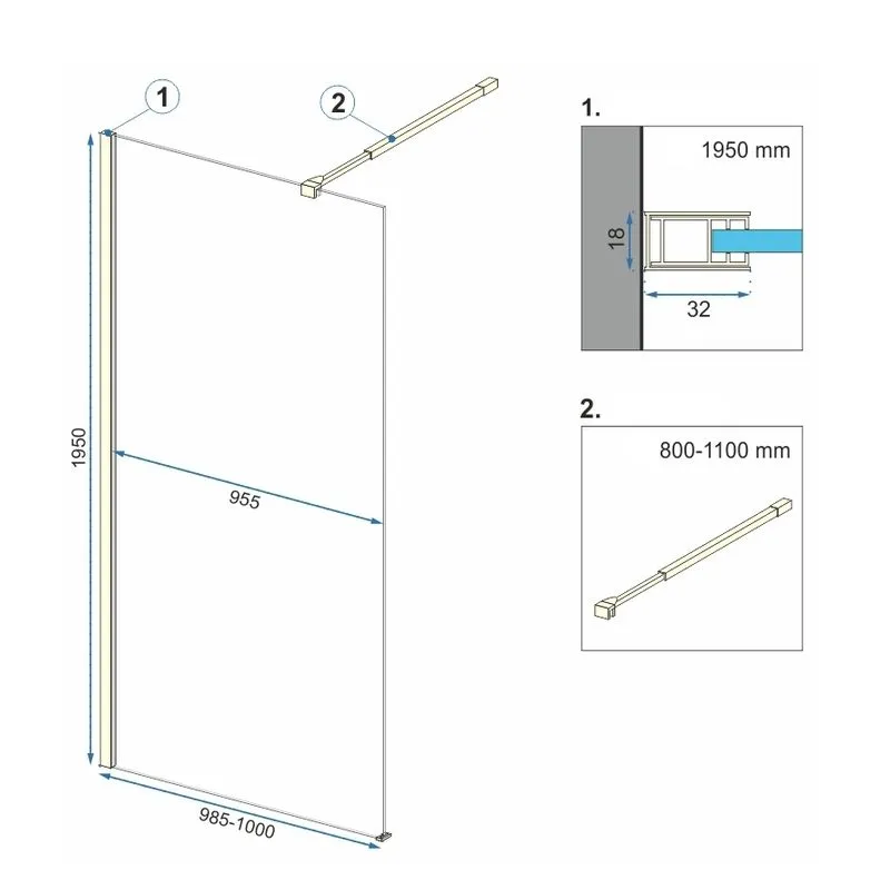 Stylowa Ścianka Prysznicowa Aero Brush Gold 100 - Elegancja w Twojej Łazience!