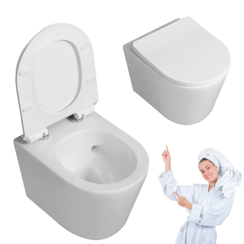 Miska WC JARI CycleOn Bezrantowa Wirowa Biała z Deską, Nowoczesny Design i Komfort!