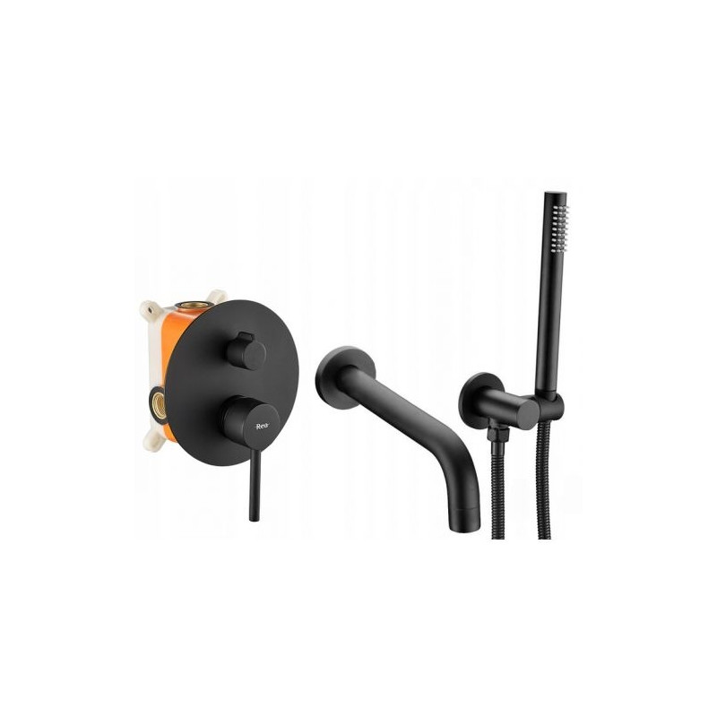 Elegancka Bateria Wannowa Lungo Czarna + Box - Styl i Funkcjonalność w Jednym!