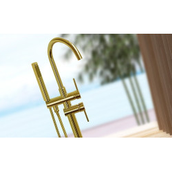 Złota Elegancja: Podłogowa Bateria Wannowa LUNGO ORTIS - Styl i Luksus w Twojej Łazience