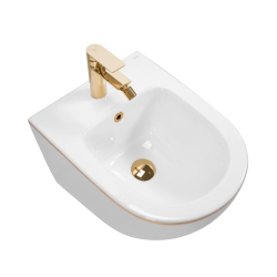 Ekskluzywny Bidet Carlo Mini - Biały z Złotą Obręczą dla Luksusu Codzienności