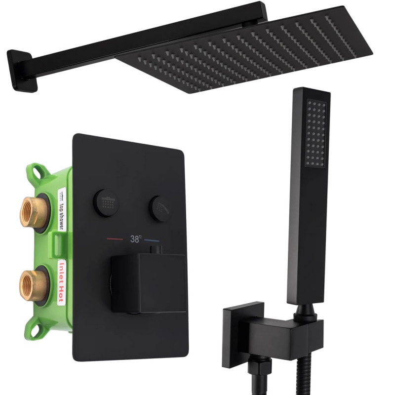 Elegancki Zestaw Prysznicowy Fenix-Davis z Termostatem - Czarny Design!