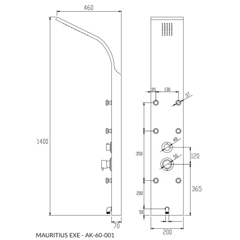 Ekskluzywny Panel SPA ze Stali - Relaks w Domu (Model Mauritius AK-60-001)