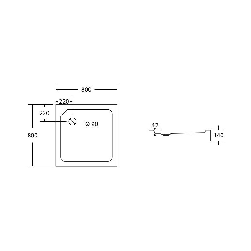 Nowoczesny Brodzik Kwadratowy 80x80cm - Elegancki Design, Model SMC05, Komfort i Styl
