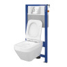 Zestaw WC Cersanit Crea B26 z funkcją CleanOn, deską Slim i stelażem Aqua z przyciskiem Accento