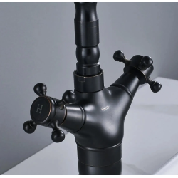 Stylowa Wysoka Bateria Umywalkowa Rustico - Czarne Przecieranie dla Eleganckiego Wykończenia