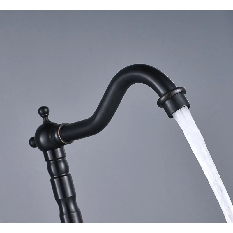 Stylowa Wysoka Bateria Umywalkowa Rustico - Czarne Przecieranie dla Eleganckiego Wykończenia