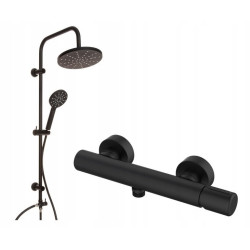 Deszczownica Czarnego Elegancji + Bateria PRETTO - Stylowe Odświeżenie Łazienki