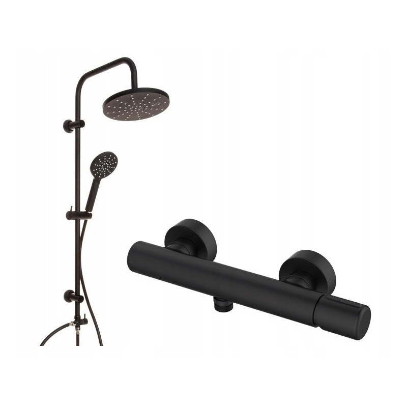 Deszczownica Czarnego Elegancji + Bateria PRETTO - Stylowe Odświeżenie Łazienki