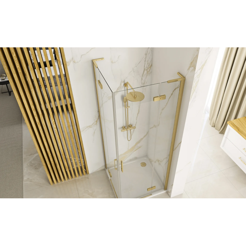 Kabina Prysznicowa Hugo Brush Gold 90x90 - Luksusowy Złoty Akcent do Twojej Łazienki